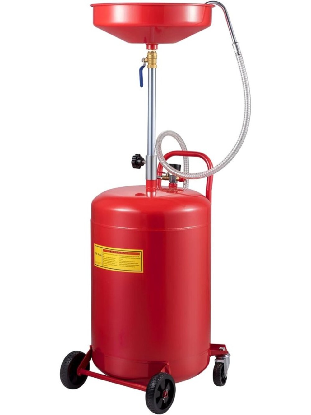 Portable 20-Gallon Waste Oil Drain Tank with Adjustable Funnel & Wheels for Auto